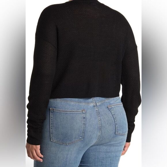 NWT Plus Size Crop Knit Long Sleeve Black Sz 3X - Picture 4 of 8